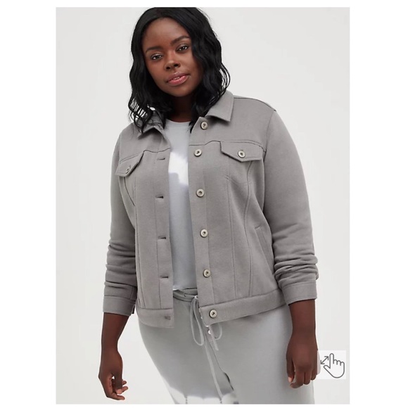 NEW Torrid 3 Trucker Shacket - Fleece Grey - Picture 1 of 7